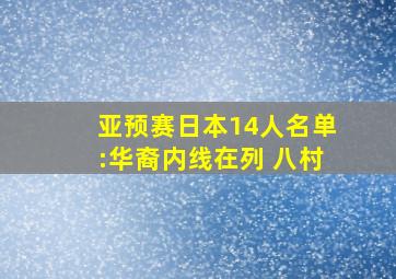 亚预赛日本14人名单:华裔内线在列 八村